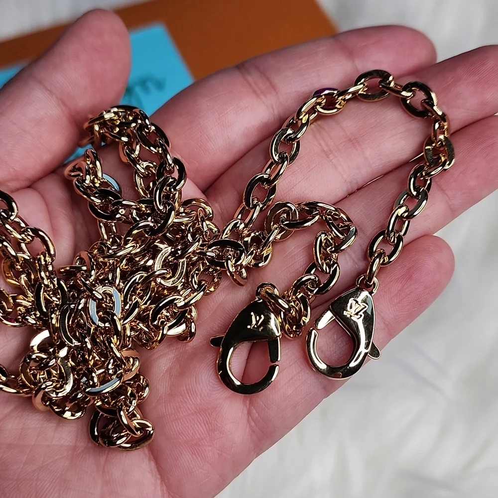 BNEW UNUSED LOUIS VUITTON LV FELICIE GOLD CROSSBODY CHAIN_2